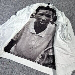 Adidas Men Jacket XL White Bomber Arthur Ashe Full Zip 1975 READ